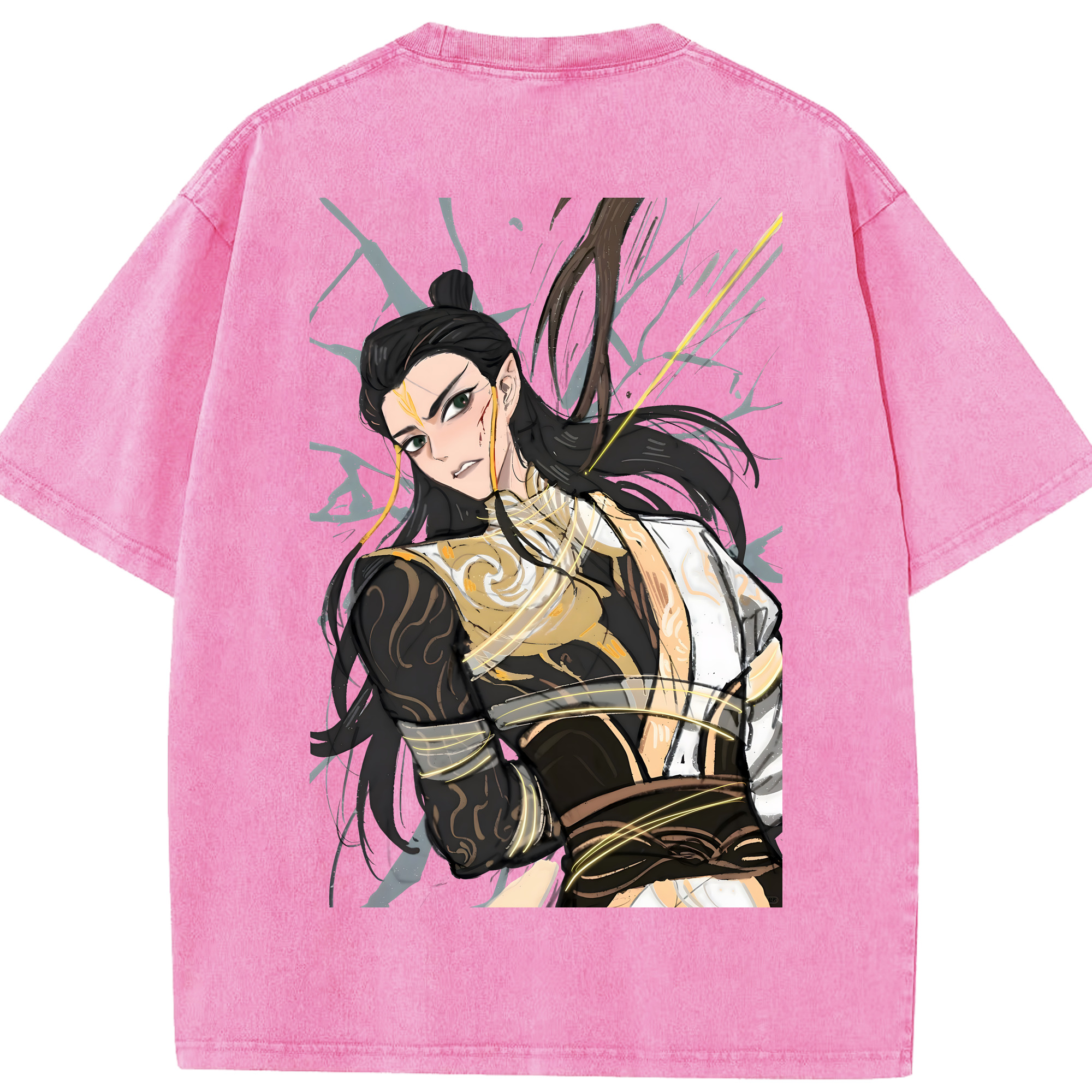 （画像用） Ne Zha 2 ナタ 魔童の大暴れ 綿100% ヴィンテージ風 半袖Tシャツ（背面プリント）